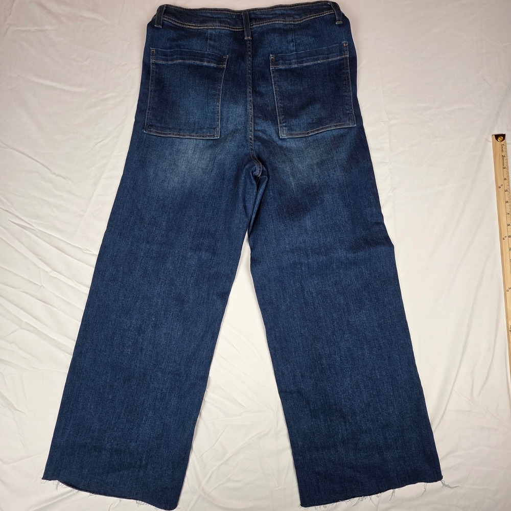 OAT New York High Rise Wide Leg Jeans Dark Wash Raw Hem Size 12/31 F0004-CATJ - Picture 11 of 12